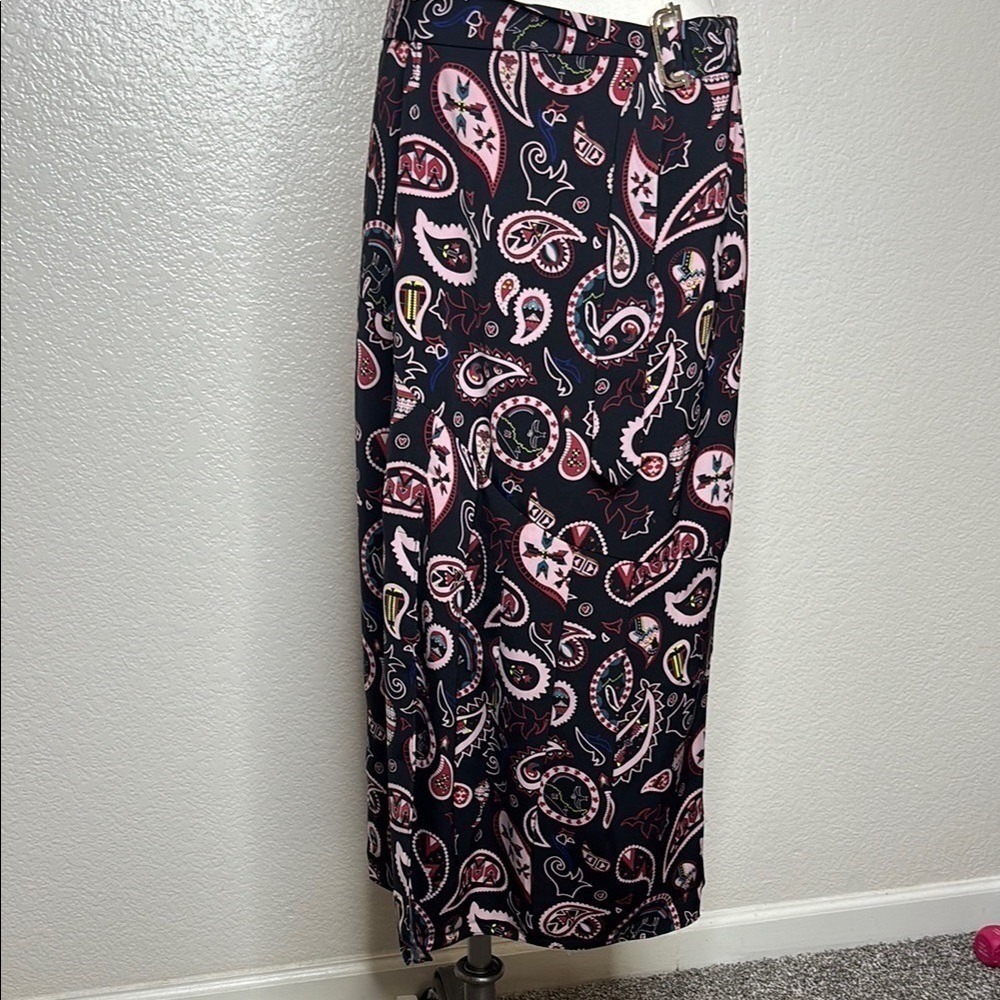 TED BAKER LONDON PAISLEY AZTEC STATEMENT PRINT BELTED MAXI SKIRT NWT 9/10
